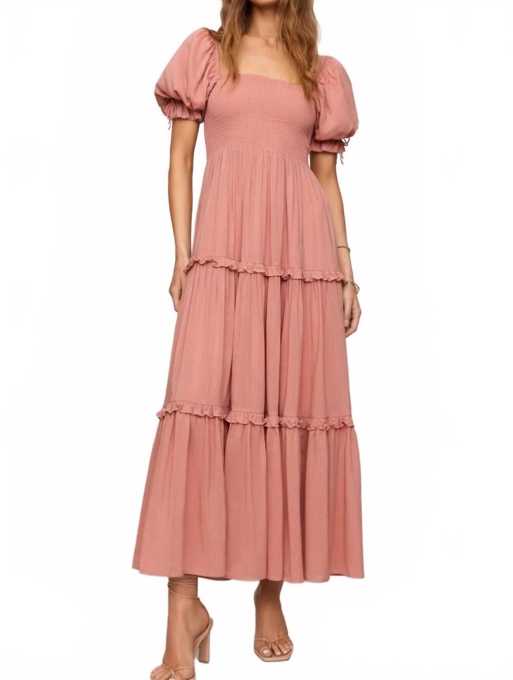 NEW Z SUPPLY eliora smocked midi dress in terracotta clay